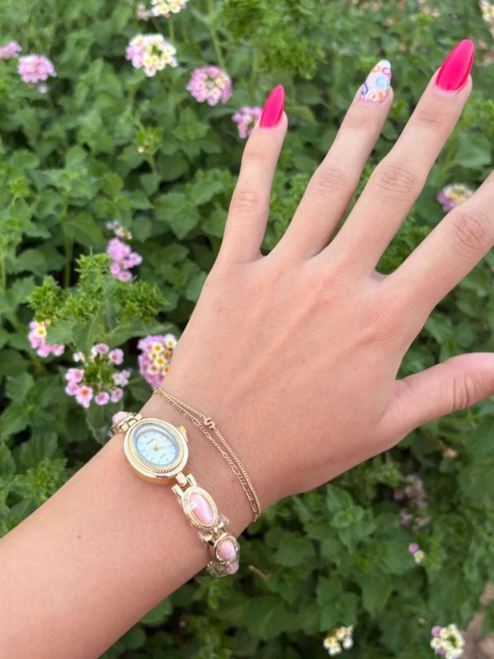 Cute Gold Pastel Pink Dial Watch Preppy Y2K OS
